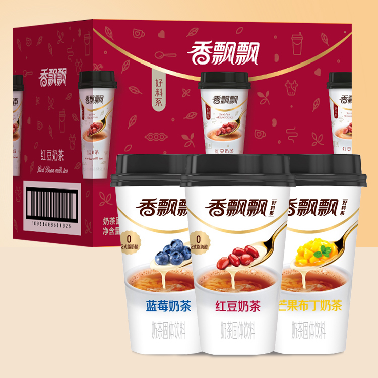 Xiangpiaopiao High-Quality Ingredients Series Premium Cup 30-Pack Red Bean Blueberry Mango Taro Ball Cheese Oatmeal Instant Drink Milk Tea Whole Box