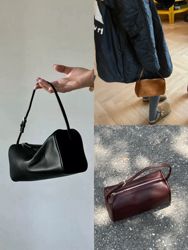 Niche Cowhide Pen Holder Bag, Suede Underarm Bag, 90S Bag, Mini Square Bag, Genuine Leather Handbag, Pen Case Bag