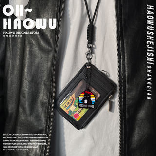 潮流猫迷你多功能钥匙包零钱包银行卡包学生饭卡包工牌证件挂脖包