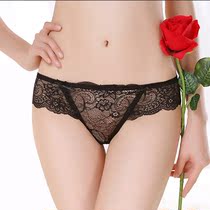 2-piece thong womens sexy lace underwear ultra-thin hot transparent seamless low waist womens T pants cotton stall