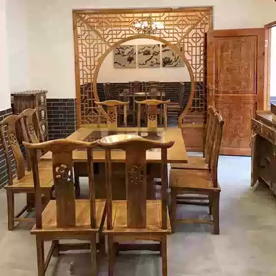 Solid wood hot pot table and chair combination Self-service dining room Hotel marble induction cooker integrated dining table Restaurant Commercial