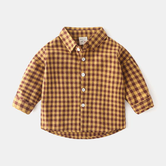 Brand discount store withdraws new autumn plaid shirt baby casual top shirt