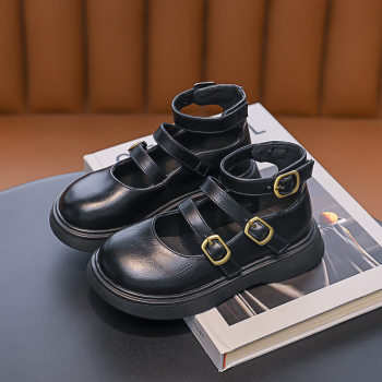 Girls' Roman leather shoes 2022 spring and autumn new black shoes children's single shoes princess shoes shallow mouth autumn girls' shoes