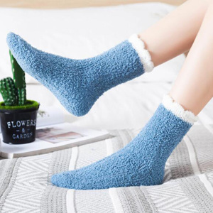 蔷汝 加厚珊瑚绒暖暖袜2双