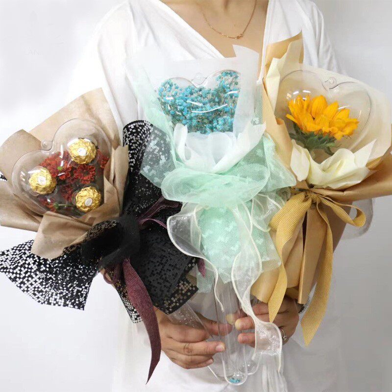 Loving Acrylic Transparent Magic Wand Flowers Chocolate Packaging Floral Box Floral 520 Seven New Year's Eve Fairy Bouquet Sticks