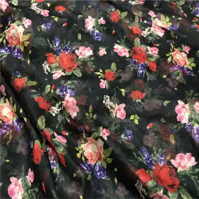 Japanese and Korean fashion big brand broken flower explosive chiffon fabric dress shirt T-shirt and other fabrics