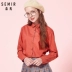 Áo sơ mi nữ dài tay Senma mùa thu mới của phụ nữ màu hồng giản dị mùa xuân và mùa thu sinh viên áo sơ mi cotton nhỏ tươi - Áo sơ mi dài tay áo sơ mi tay dài nữ đi học Áo sơ mi dài tay