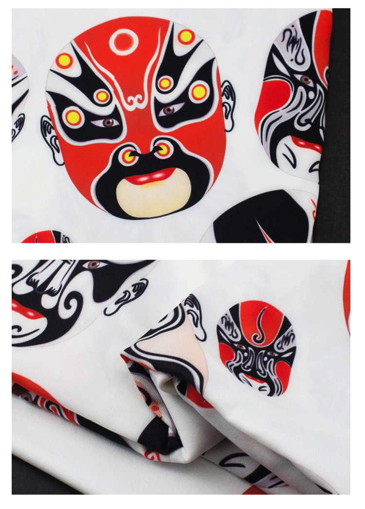 Vintage Trung Quốc phong cách handmade vải tự làm Bắc Kinh Opera mặt nạ Huadan in quần áo vải polyester một nửa vải mộc thô