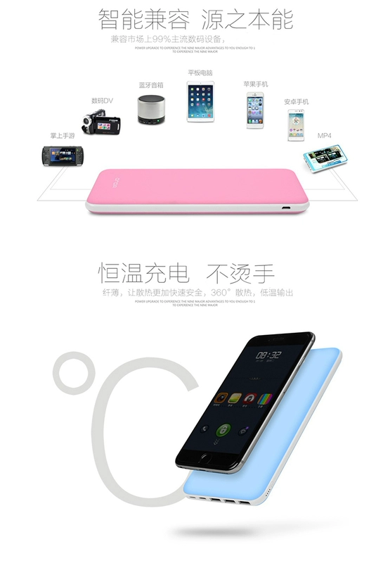 Onda sạc mỏng kho báu 20000M công suất lớn 20.000 mA điện thoại di động cầm tay của Apple 8 vivo đáng yêu polymer loại-c Huawei điện thoại thông minh OPPO General Electric Po chữ - Ngân hàng điện thoại di động