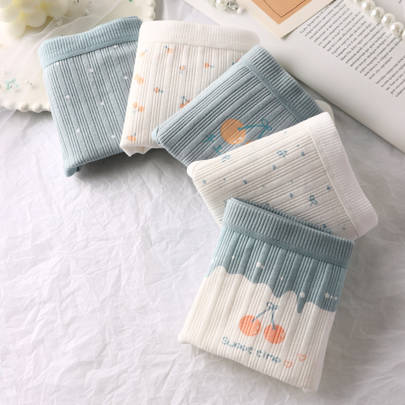 Underpants female pure cotton antibacterial mid-waist cute teenage girl's day department student sweet and breathable thin and simple triangular shorts summer