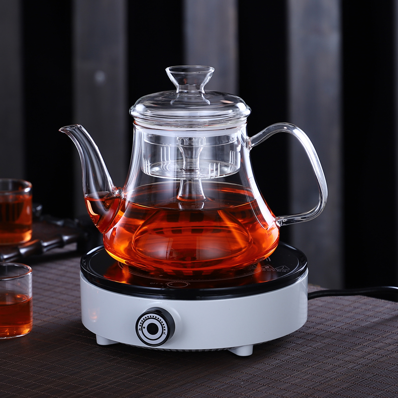 Black crystal stove tea maker Chinese-style teapot set for household steaming tea special high temperature resistant glass boiling water health tea set