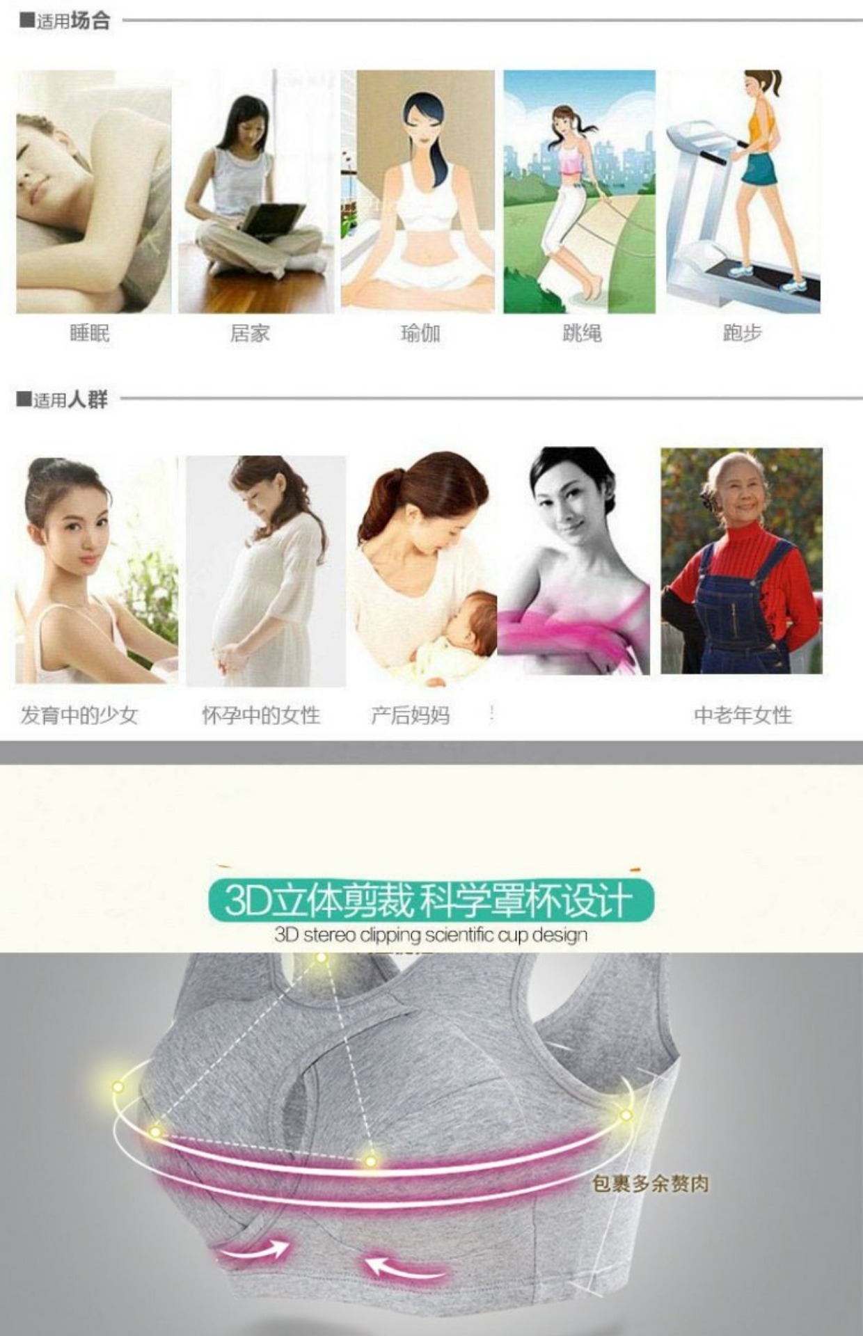 Kích thước lớn mới không có vòng thép đồ lót cotton ngủ bra thể thao yoga cotton áo ngực liền mạch đồ lót ao lot cho nguoi nguc to