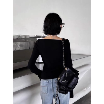 Miaofa shilan 58396 one-shoulder t-shirt long-sleeved stretch thin section versatile comfortable fashionable 25 autumn new style for women