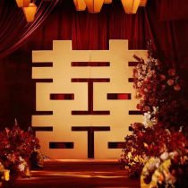 Wedding Party Wedding Banquet Arrangement Golden Great Joy Words KT Board Thredimensions Double face Huge en forme de gge avec Heineword de style chinois