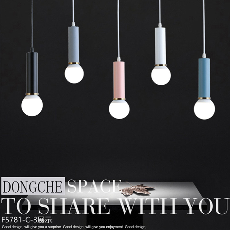 Nordic dining room chandelier modern minimalist dining table lamp dining room bedroom bedside single head macaron bar small chandelier