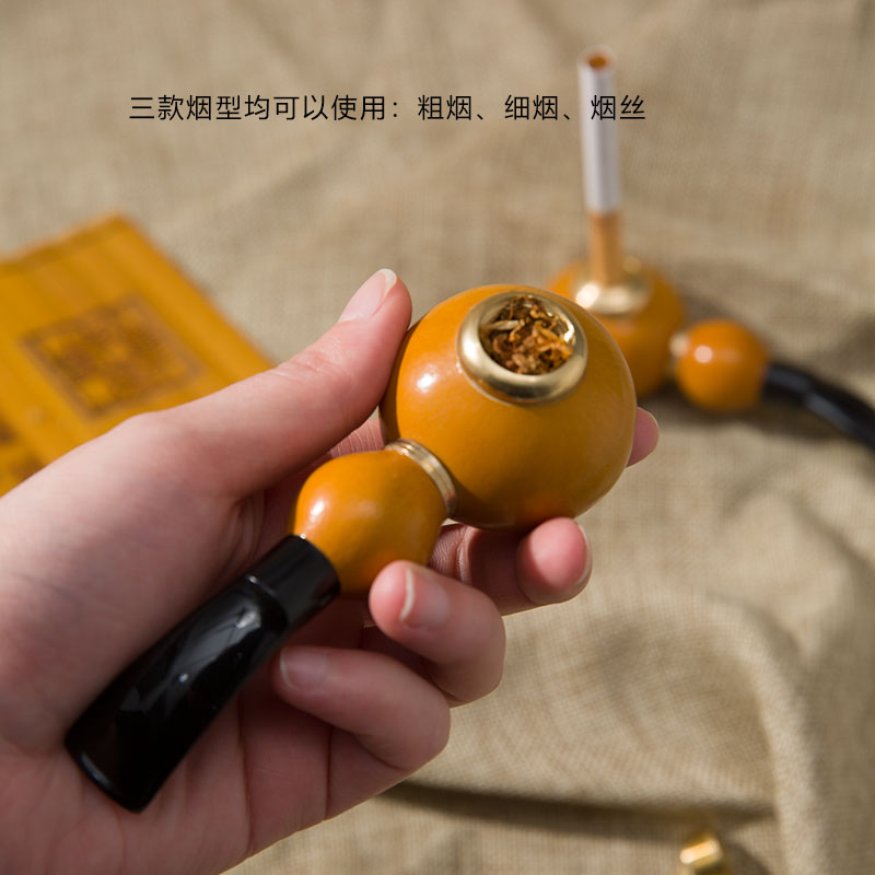 Creative Artisanal Natural Gourd Tobacco tobacco Tobacco Tobacco Triple Use Personality Cigarette Holder Filter Portable Men's Cigarette Bag Pan