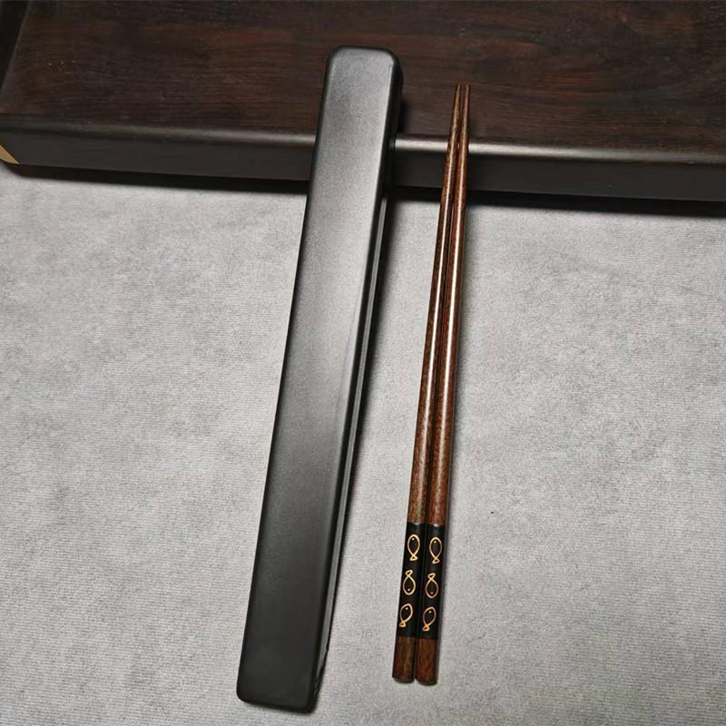 Japanese-Style Pointed Wooden Chopsticks Single Set Portable Box One Person One Chopstick High-End Travel Student Tableware Storage Box