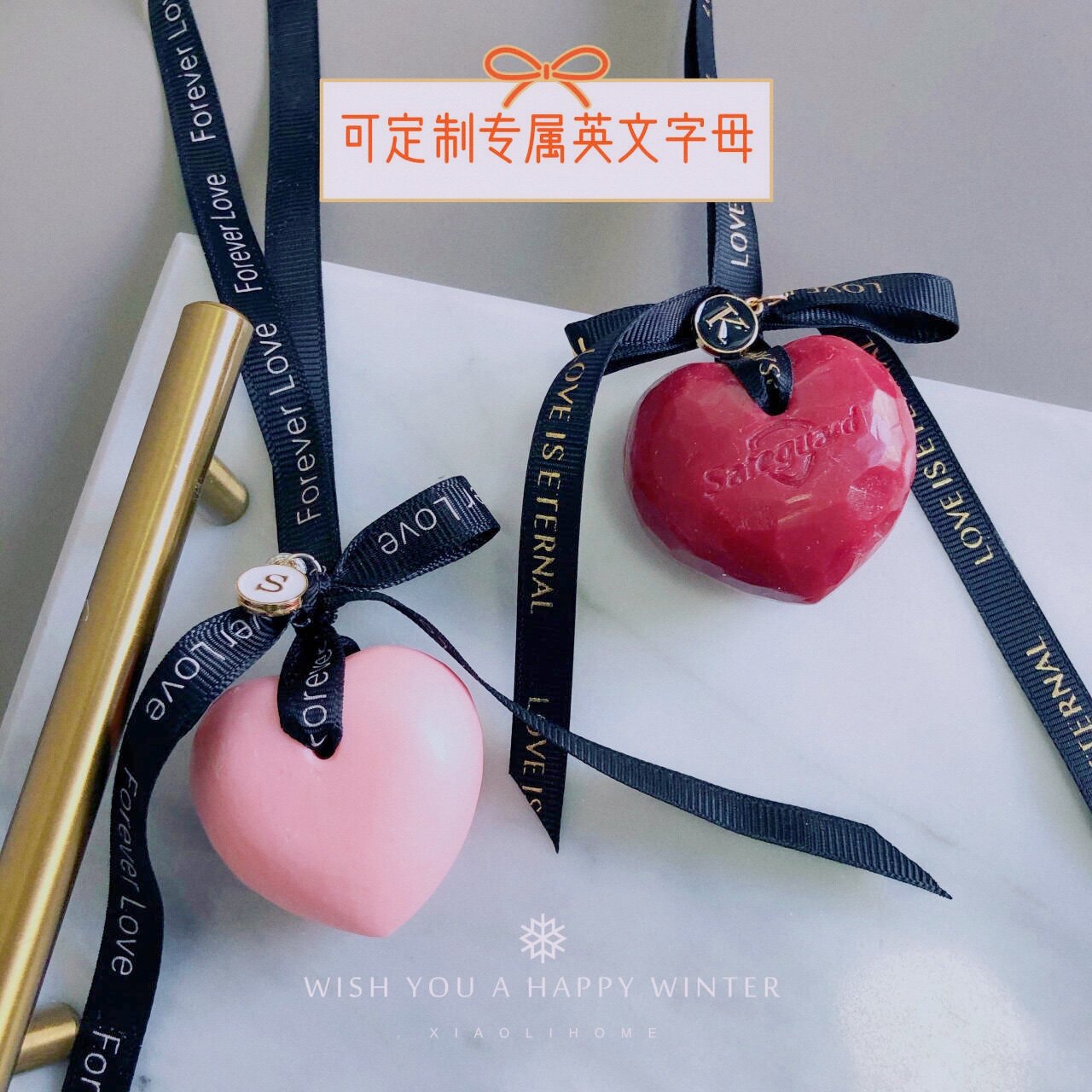 Safeguard Red Pomegranate Soap Handmade Heart-shaped Soap Car Hanging Ribbon Car Pendant Aromatherapy Finished Gift