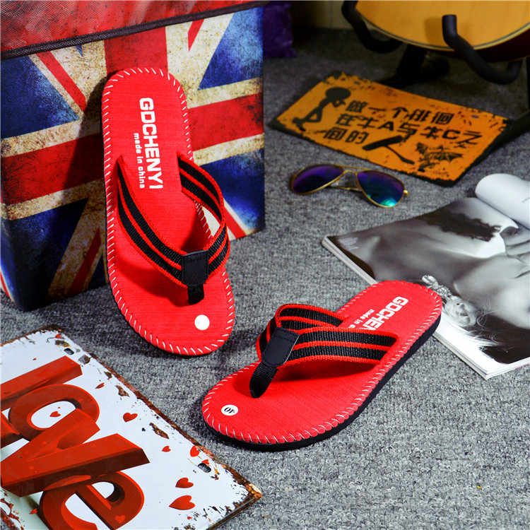 Của nam giới Đỏ Dép Đi Trong Nhà Màu Đỏ Phía Dưới Dép của Nam Giới Non-slip Flip-flops Cá Tính Dép Nam Bãi Biển Thở Giày người đàn ông