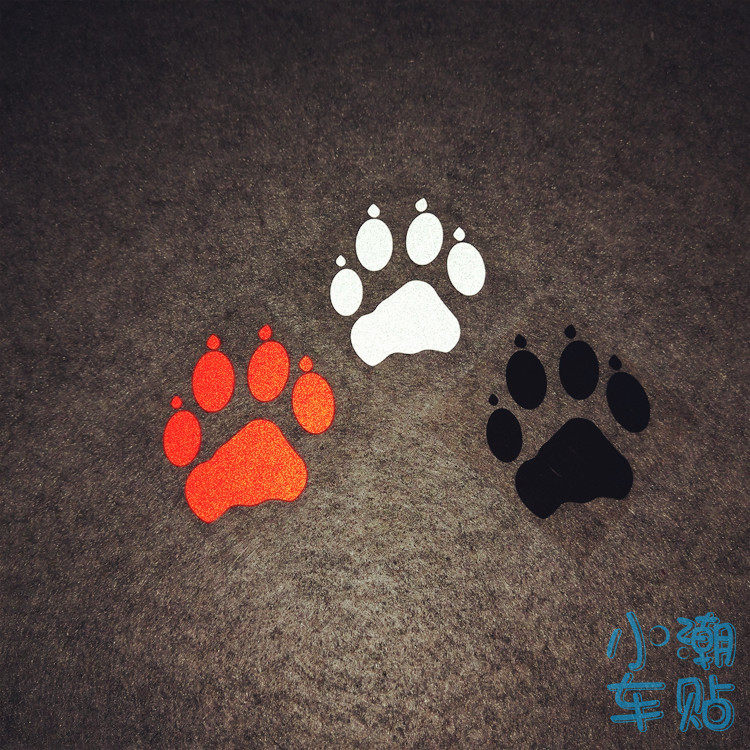 Small Tide Car Sticker Calf n1 Small Foot Print Wolf Claw Cat Paw Dog Claw Car Patch Scratched Reflective Patch Paper Mend Scratches Shelter