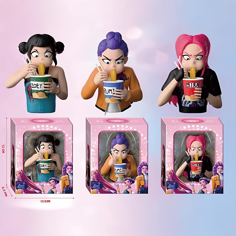 Hunter Girl Group Figure Eating Instant Noodles Rumi Zoe Mila Doll Kpop Star Girl Group Trendy Toy Figurine