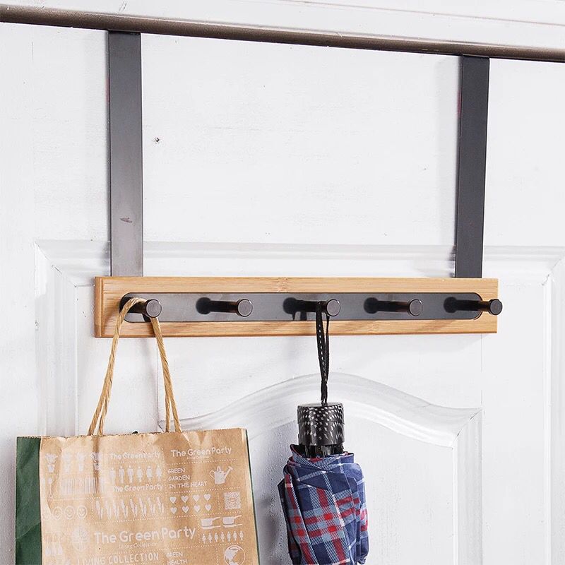 post door rear hook black free punching big coat rack bedroom kitchen clothes hook umbrella containing layer frame simple cloakhat rack