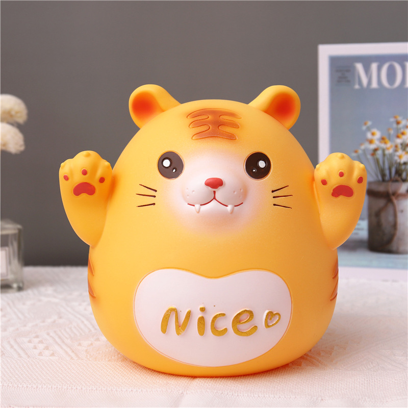 Cartoon kitty tiger rabbit deposit money pot child prevarty anti-fall deposit and money cylinder to send boy children children