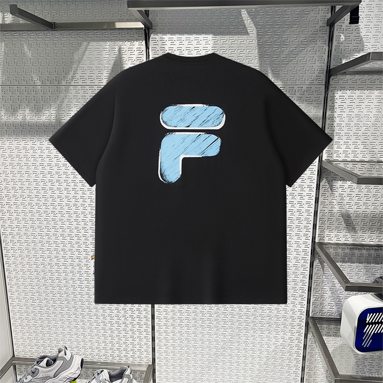 Fila Fusion Trendy Sports Short-Sleeved T-Shirt, Loose Casual Couple Cool Top, Same Style for Men and Women