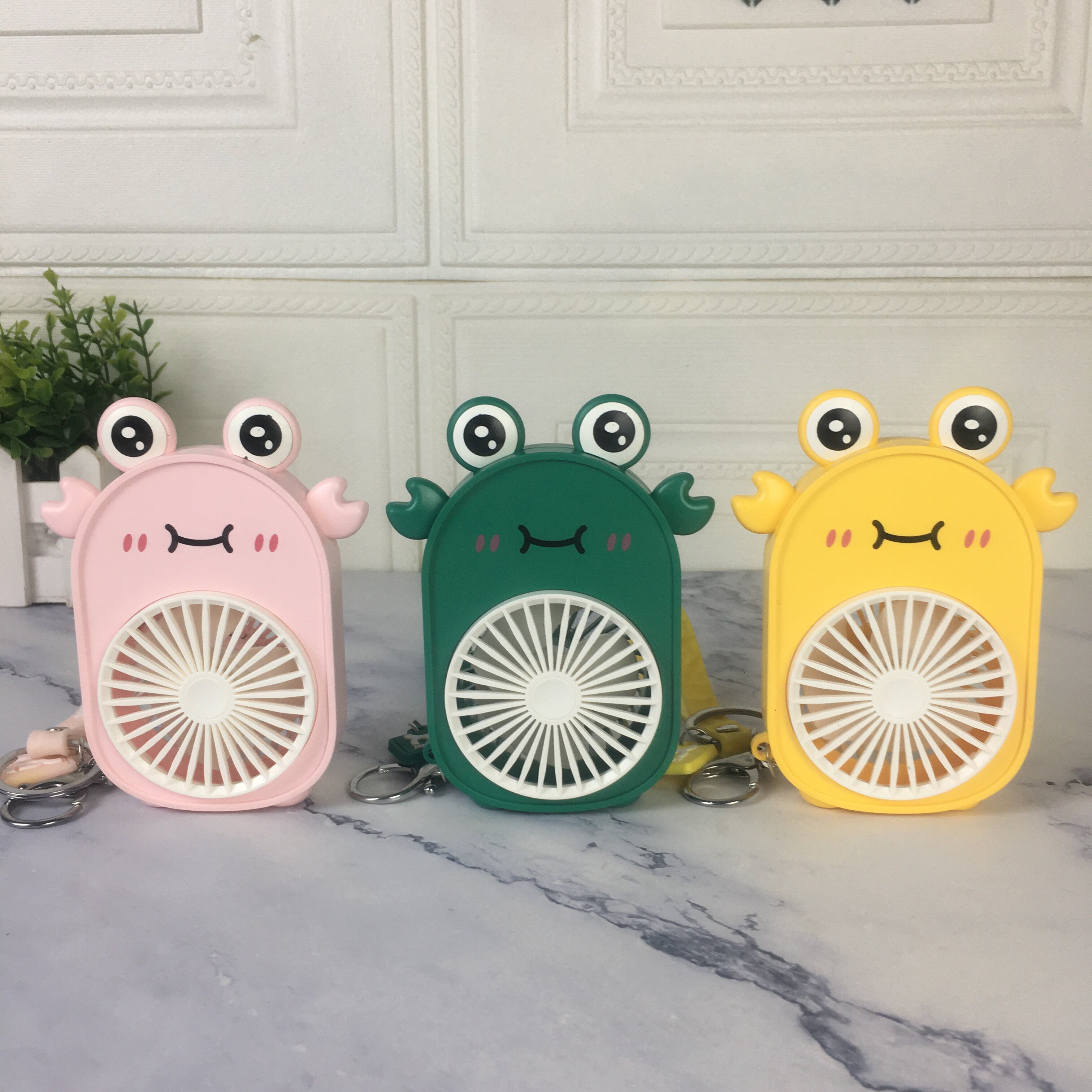 Cartoon USB Rechargeable Mini Fan Keychain Portable Handheld Desktop Student Cute Ornament
