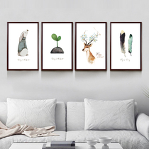 Nordic elk living room sofa background wall decoration painting bedroom triptych Modern simple hanging painting mural bedside painting