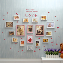 17 frame heart-shaped photo frame wall hanging combination Living room decoration bedroom creative picture frame Photo wall Photo wall