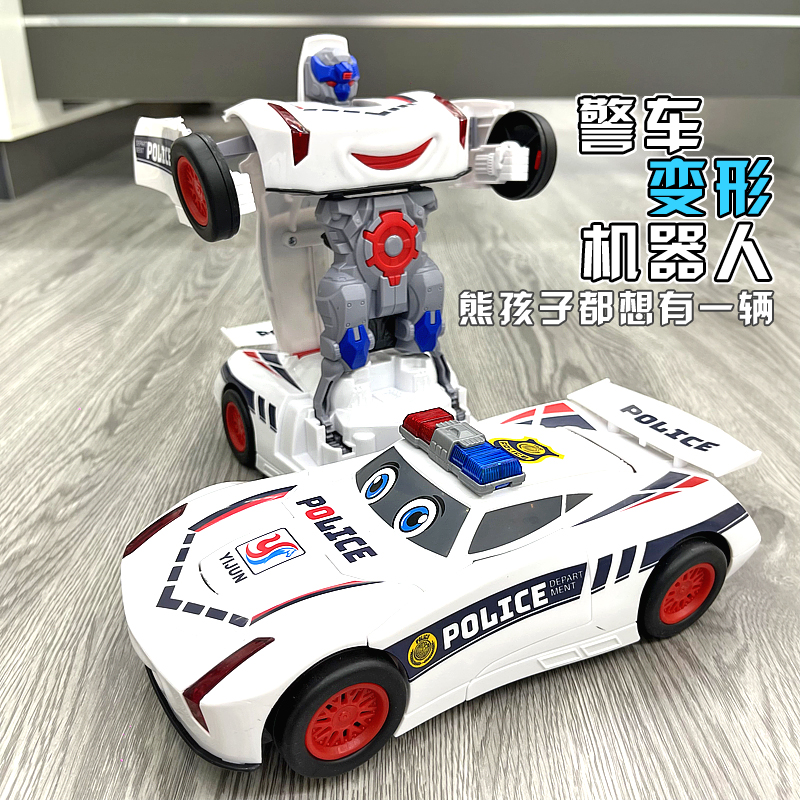 Trembling of the same stunt deformed car robot electric with music boy 3 police car toy car children 1-3 years old-Taobao