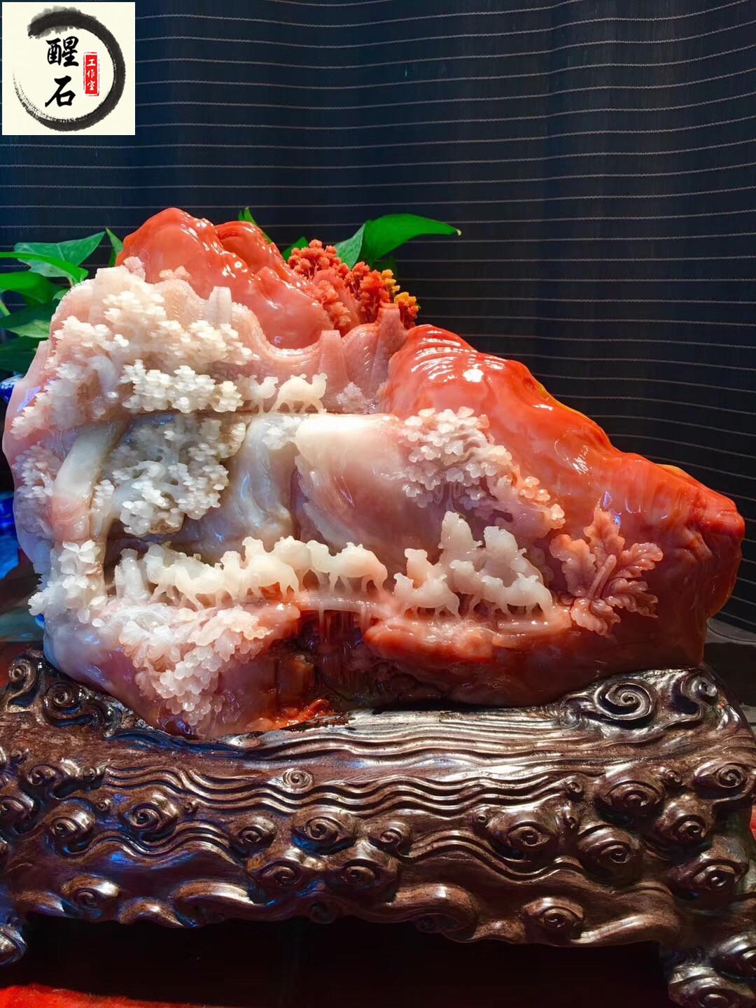 Laos Stone Stone seal Silk Road Landscape characters Stone carving Fine natural desktop Study Entrance Living Room Town house