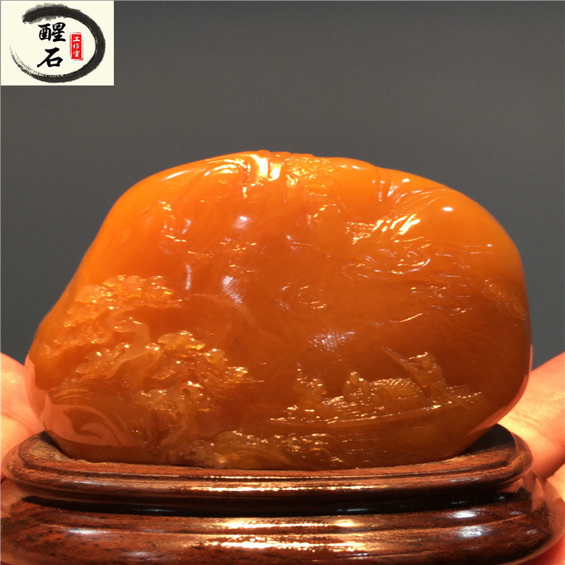 Laos Tian bei Tian Huangshi landscape landscape ornament crystal hand handle piece Fujian Shoushan stone seal seal carving