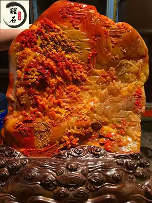 Shoushan stone crystal ornaments Laotian Huangshi seal handpiece gold frozen stone Bloodstone Dahongpao with customized materials