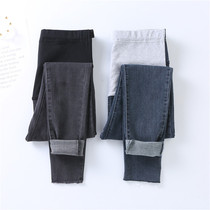  Pregnant womens pants autumn trousers large size fashion trend mother spring and autumn nine-point small feet belly pregnant womens jeans