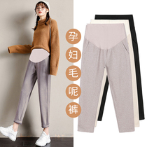 Pregnant women pants autumn and winter wear fashion loose suit pants spring and autumn casual straight Haren pants tide mother pregnant women trousers