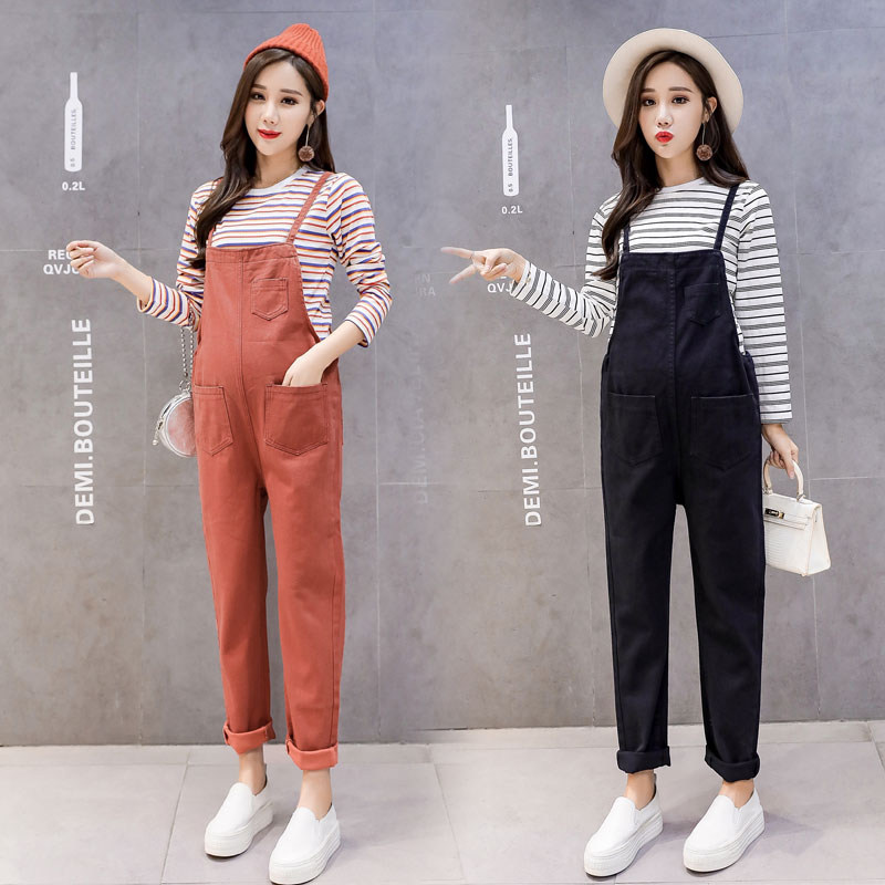 Pregnant women denim baby bag pants autumn wear tide mother fashion new pregnant women pants spring and autumn loose trousers suit