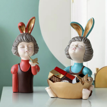 Rabbit girl ornaments storage porch key decoration creative home TV cabinet housewarming new home gifts wedding gifts