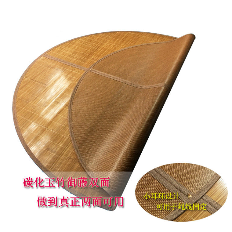 Custom-made head green bamboo rattan double-sided baby round bed mat summer straight tube 2 meters folded 1 8 round princess bed 2 2m