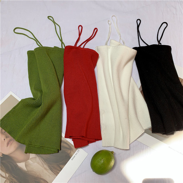 Luo Luo Jie Jie small fresh suspender top wears all-match bottoming knitted vest female 2022 spring and summer slim and slim