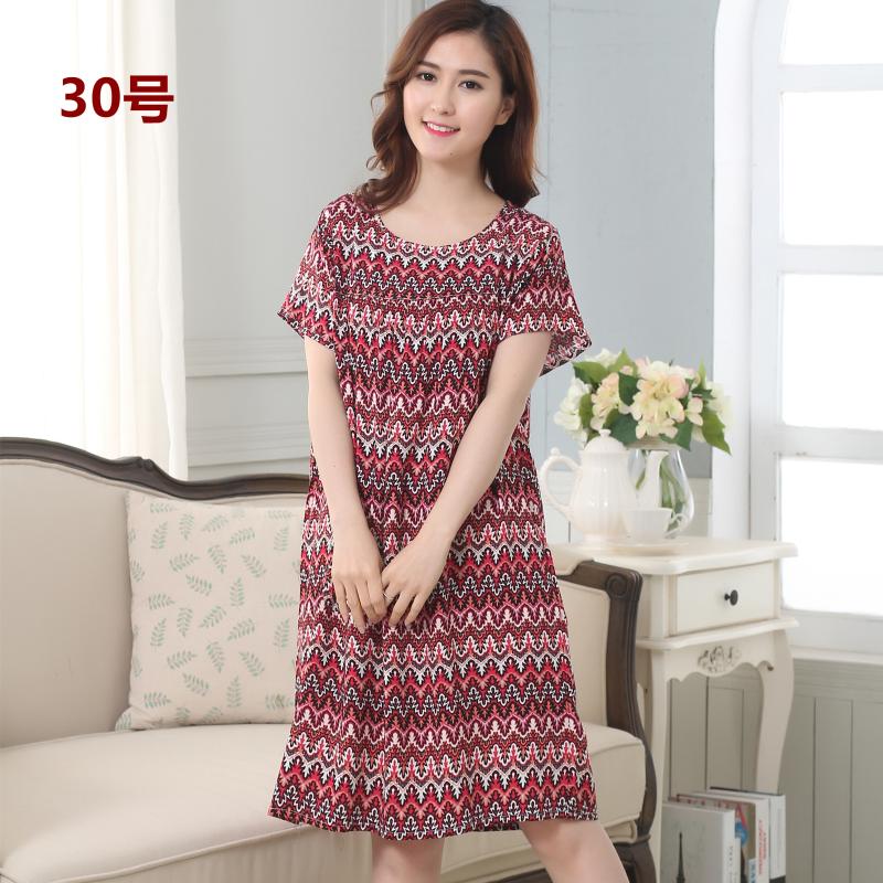 Đặc biệt hàng ngày cotton lụa trung niên đồ ngủ nữ mùa hè kích thước lớn cotton nhân tạo ngắn tay cộng với chất béo nightdress mẹ ăn mặc nhà ăn mặc