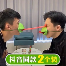 Frog Spew Tongue Toy Chic Lizard Parent-child Table Tour Funny Sand Sculpture Black Tech Couple Interactive Frog Mouth Tide