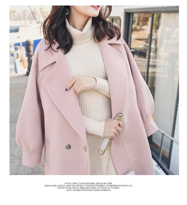 2017 mùa thu và mùa đông new coat Đèn Lồng tay áo len coat của phụ nữ eo phần dài dày ulzzang len quần áo mẫu áo dạ ngắn đẹp 2020