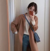 Áo khoác dạ nữ bỏ túi retro kiểu dáng áo len nữ thời trang ve áo hai mặt mùa thu đông 2018 mới áo jacket nữ