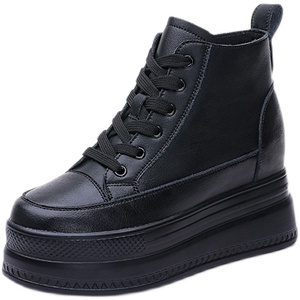 牛皮高帮鞋女秋季内增高女鞋10cm真皮