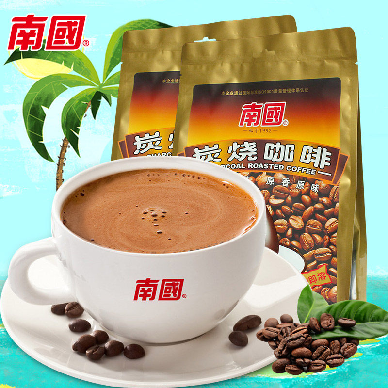 Hainan specialty Nanguo food charcoal roasted coffee 340gX2 bags taste mellow instant coffee powder