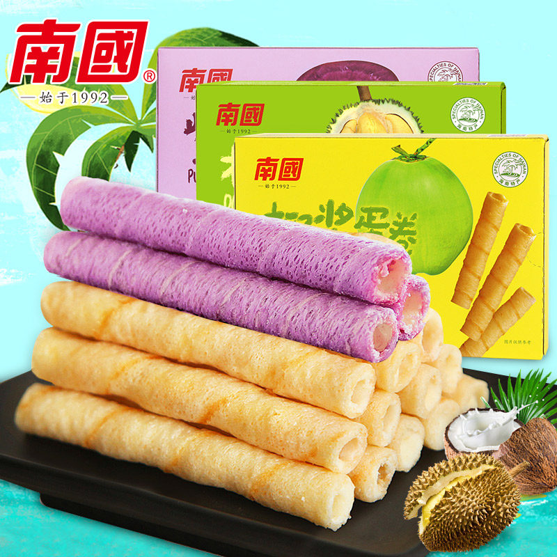 Hainan Specialty Nanguo Food Coconut Milk Egg Roll 180g Coconut Milk Durian Coconut Crispy Roll Crispy Cracker Snack
