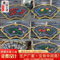 Fan-shaped painted brick carvings with plum orchids bamboos and chrysanthemums relief antique courtyard screen wall exterior wall hangings fan-shaped brick carvings