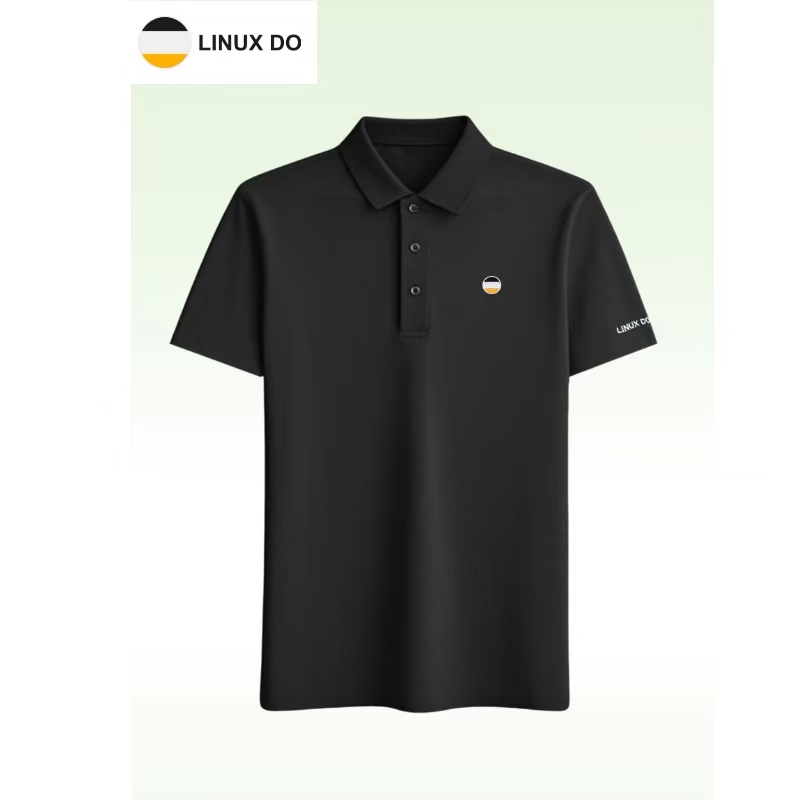 Linux Do Gentleman's Black Fashionable Business Versatile Polo Short Sleeve Embroidered Style Linux Do Gentleman's Black Fashionable Business Versatile Polo Short Sleeve Embroidered Style